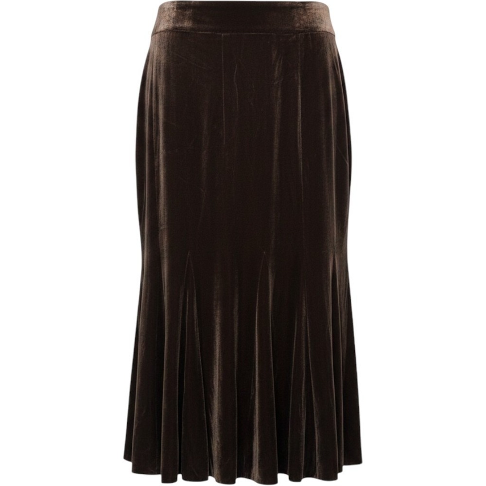 Ann Taylor Loft brown Velvet Bubble Skirt light Pleating BTK Hem 16 witchy fairy